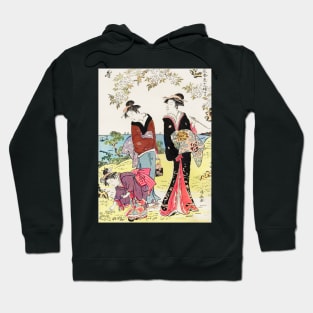 Japanese Women (1783) Vintage Woodblock Print by Torii Kiyonaga Hoodie